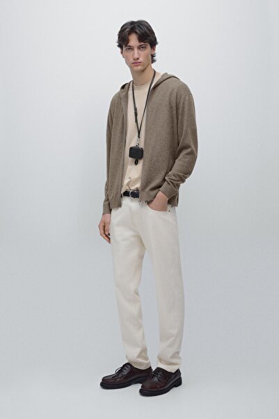 Massimo Dutti Yünlü kapüşonlu triko hırka