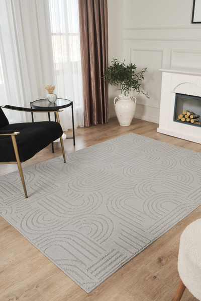 Konfor Halı Gri Yumuşak Dokulu Uzun Ömürlü Lateks Kaymaz Taban Salon Oturma O...