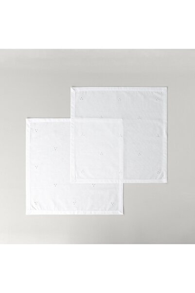 Linens مناديل بيجونيا 45×45 سم، عبوة من قطعتين، لون أبيض بصري