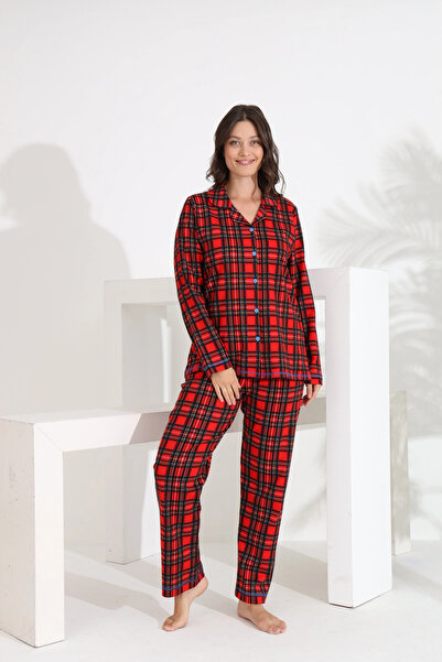 Etoile Women's Plaid Red Cotton Stylish Pajama Set