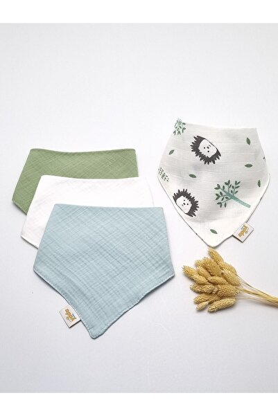 Yada Baby طقم مريلة وشاح مكون من أربعة قطع مصنوع من القطن العضوي بنسبة 100% م...