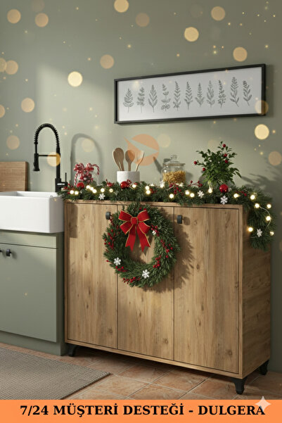 DULGERA 3 Kapaklı Mutfak Dolabı Kahve Köşesi Mutfak Rafı Mutfak Standı Çok Amaçlı Dolap