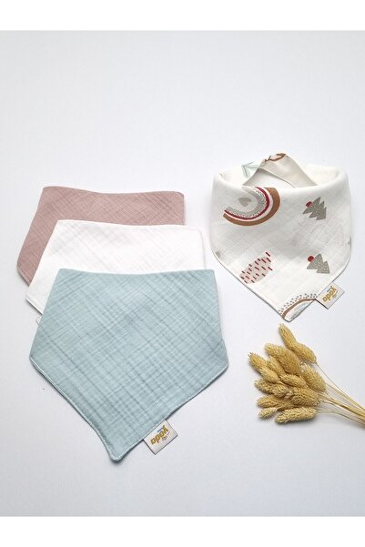 Yada Baby طقم مريلة وشاح مكون من أربعة قطع مصنوع من القطن العضوي بنسبة 100% م...