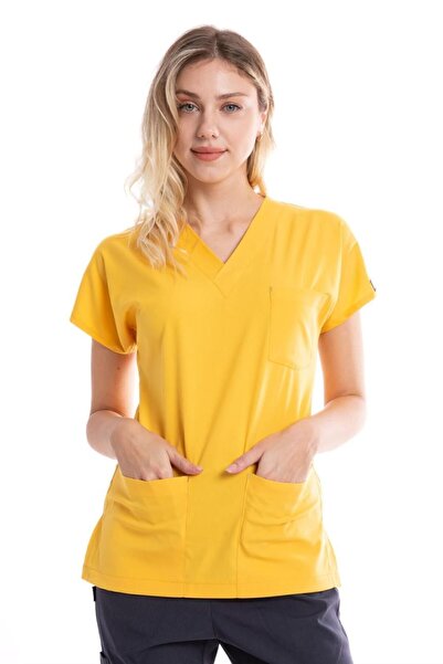 Uçak Medikal UÇAK MEDİKAL Sülfür Sarı Core Flex Likralı Tek Üst