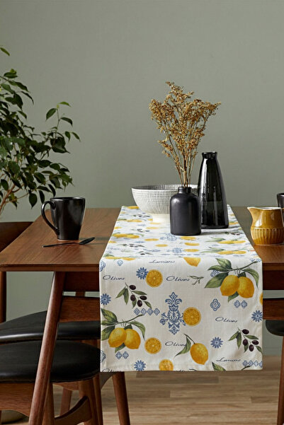 OTEXSA Cotton Lemon Printed Runner Water Repellent Stain Resistant 40X110Cm