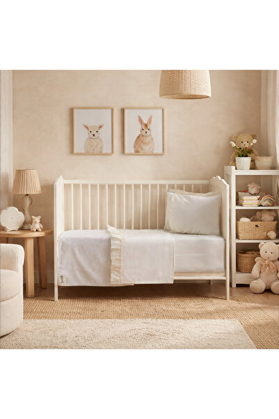 SALLHOMEE %100 Pamuk 4 Parça Ekru Bebek Pike Takımı – Yumuşak, Nefes Alan & H...