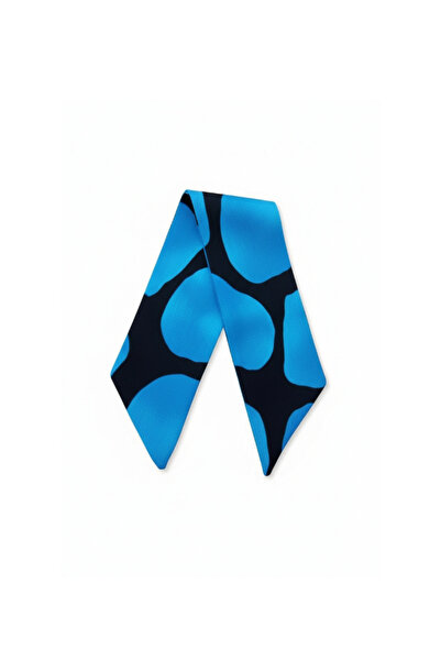 maia Black Blue Geometric Patterned Viscose Short Scarf – 65×6 cm – Suitable ...