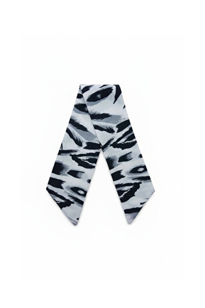 maia Gray Black Minimal Patterned Viscose Short Scarf – 65×6 cm – Ideal for E...