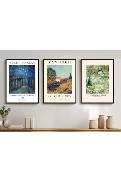 Koi Art Design Modern Siyah/Beyaz Premium Quality Çerçeveli 3’lü Tablo Seti |...