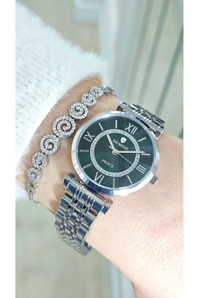 Raymond Rym-213055 Quartz Women's Watch - 2 Years Warranty Silver-Green