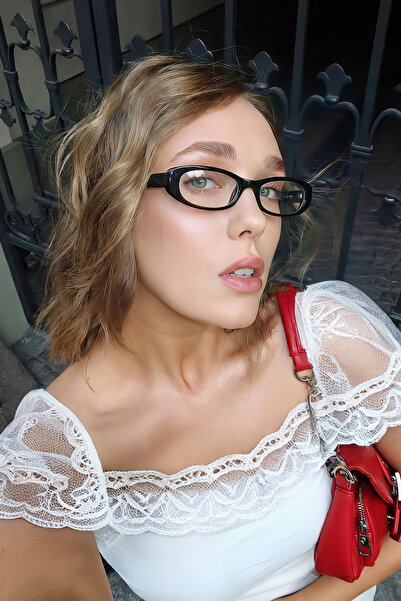 Eyesofia نظارة لوران سليم رفيعة من الزجاج الشفاف بإطار أسود مع فلتر Uv400