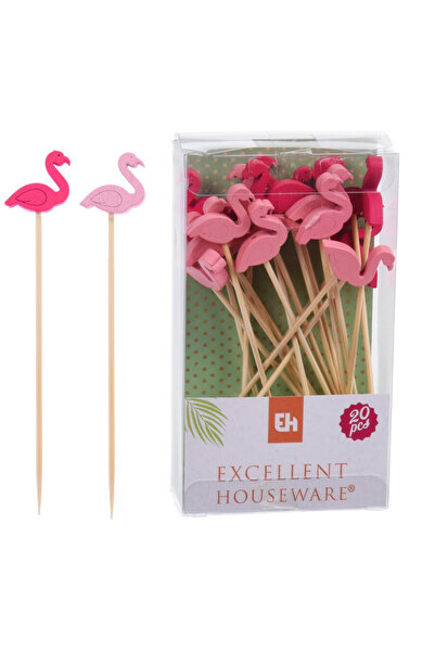 Excellent Houseware Set de 20 de ornamente pentru cocktail, bambus, 12 cm, ro...