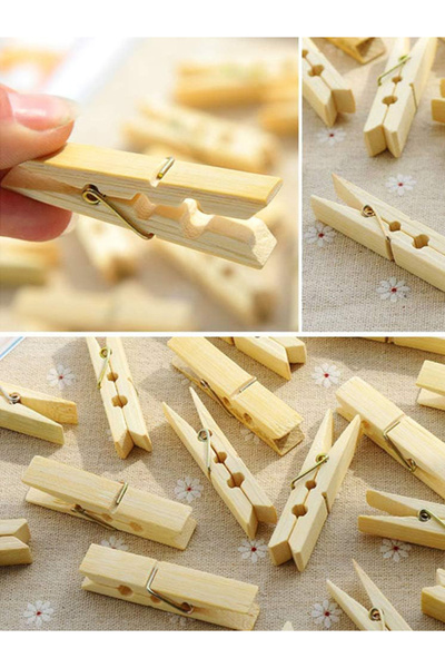 HCB EV AKSESUARLARI Set of 20 Wooden Clothes Pegs