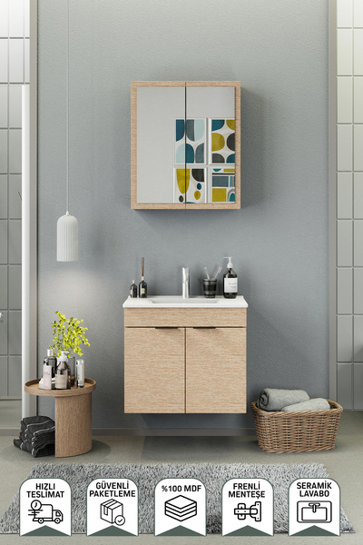 BIANI Fix Loft 65 Cm Banyo Dolabı Renk Aybe Bej