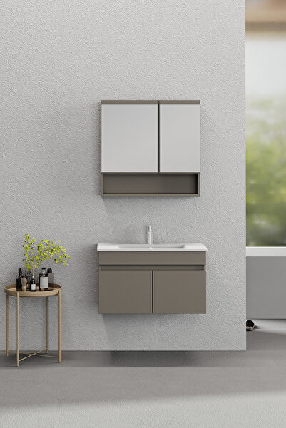 BIANI Dalyan 80 Cm Banyo Dolabı Renk Latte