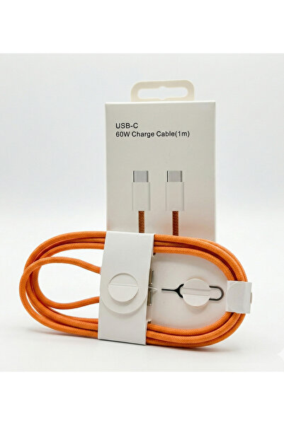 FABRON iPhone 17 / 17 Pro / 17 Pro Max Uyumlu 60W Turuncu Hızlı Şarj Kablosu Type-C to Type-C Orijinal