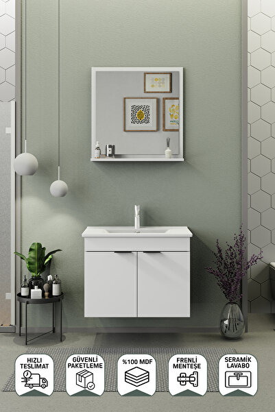 BIANI Fix Arya 75 Cm Banyo Dolabı Renk Mat Beyaz