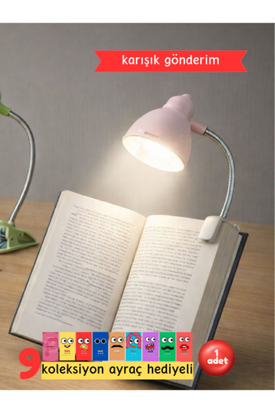 KUZEY HIRDAVAT Mandallı Kitap Okuma Lambası Kitap Okuma Işığı Led Pembe Renk Kitap Okuma Lambası