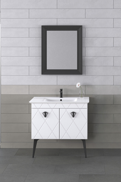 BIANI Cosmos 90 Cm Antique White Banyo Dolabı