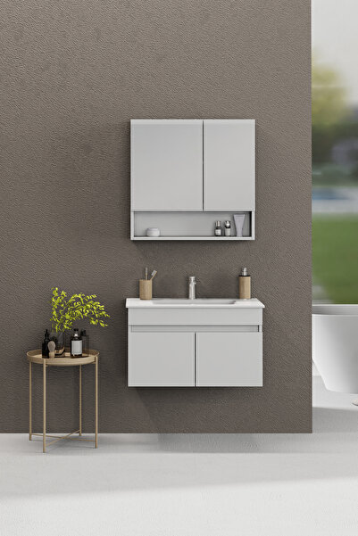 BIANI Dalyan 80 Cm Banyo Dolabı Renk Mat Beyaz