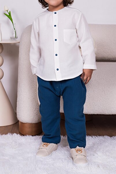 Organik Muslin Takım Kız Erkek Bebek Çocuk Uzun kollu Muslin Takım