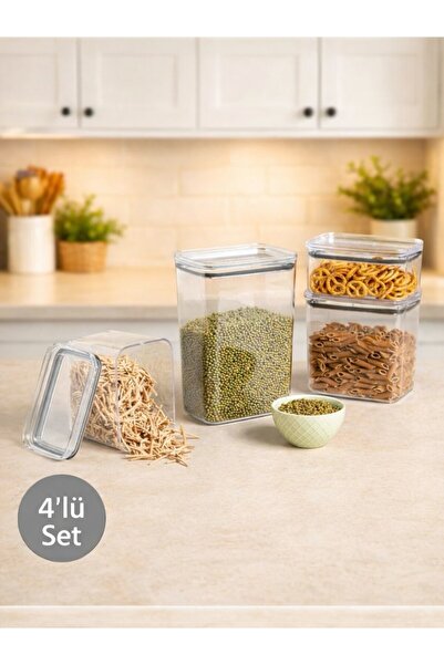 Nesto Home 4 adet Silikon Contalı Erzak Saklama Kabı 1000-1500-2100-3100 ml