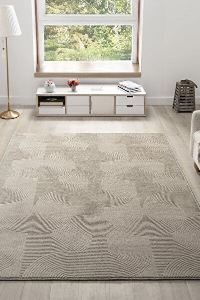 Geus Halı Rölyef Halı Kaymaz Tabanlı Yıkanabilir Vizon Joy Salon Mutfak Korid...