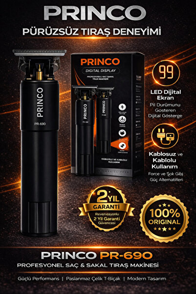 Princo ŞARJLI SAÇ SAKAL TIRAŞ MAKİNASI PR-690 SİYAH