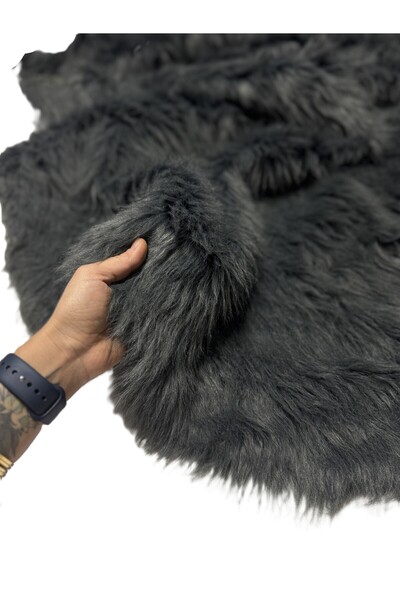 BURSA KUMAŞTAN En 150cm Soft Plush Anthracite Fur Winter Fabric Jacket, Coat, Fur, Overcoat, Cardigan, Coat