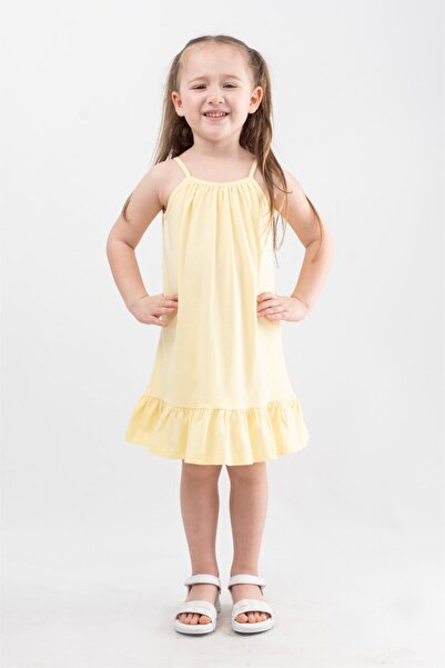 Vauva فستان بناتي بحزام فستان قطن 100%