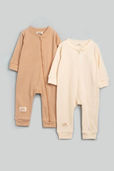 Vauva 2'li Tulum Kız Erkek Bebek Çocuk Mevsimlik Uzun Kollu Fermuarlı Uyku Tu...