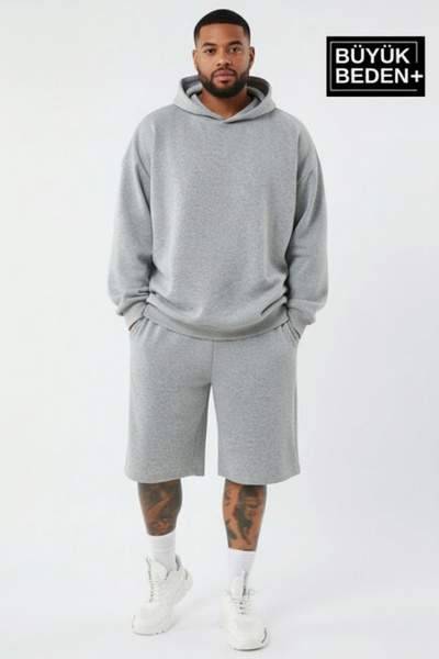 Süperlife Men's Large Size Hooded Slim Sweatshirt Spr24Bsw57