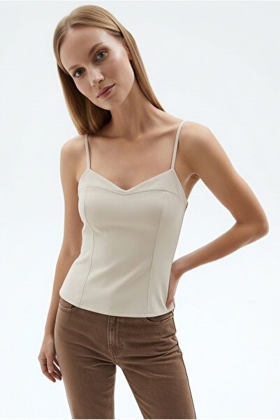 Exquise Strappy Woven V-Neck Regular Blouse