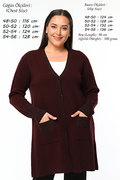 Laden سترة نسائية كبيرة الحجم متوسطة السُمك مخصصة لامعة وطويلة وناعمة باللون ...