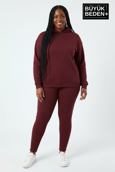 Süperlife Women's Plus Size Hooded Slim Sweatshirt Spr24Bswk57