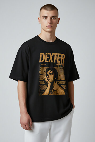 RF Studio Dexter Morgan Baskılı %100 Pamuk Unisex Oversize T-shirt Tişört