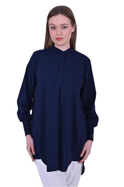 Invee Туніка з патлатим коміром, темно-синя
