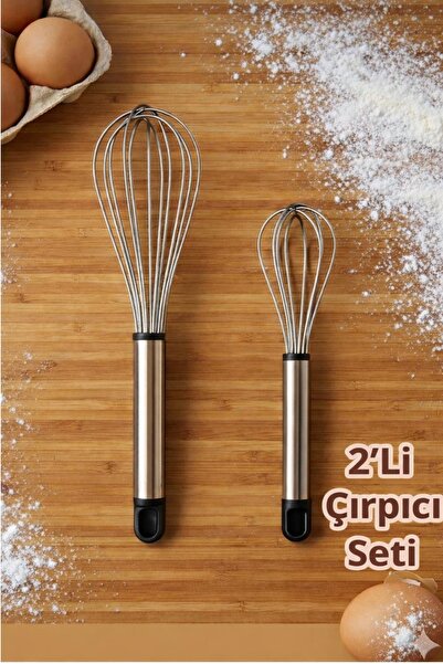 Kitchen Beauty Paslanmaz Çelik 2'li Çırpıcı Seti Pratik Yumurta Sos Karıştırıcı Çırpma Teli