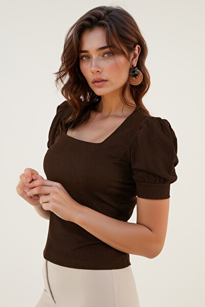 Lela Bluză cu guler pătrat cu mâneci BLUZ 5869002