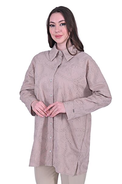 Invee قميص بوبلين بيج