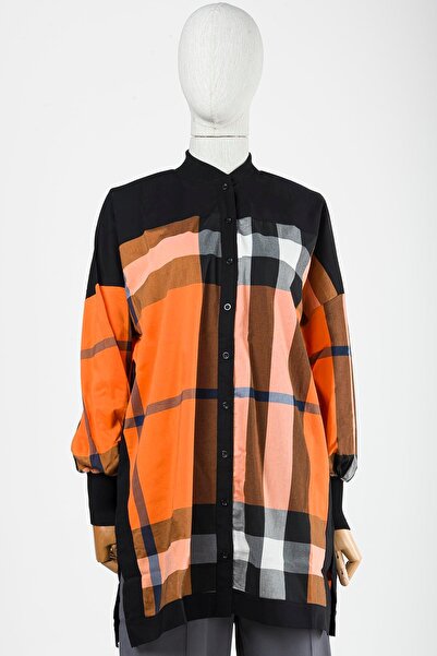 Invee قميص مربعات برتقالي