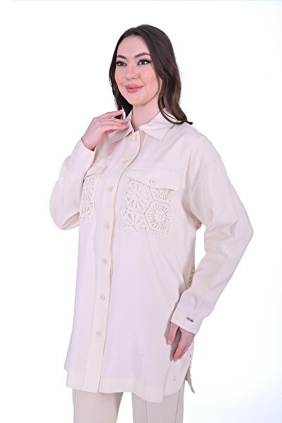 Invee Ecru 7007 Model Lace Shirt