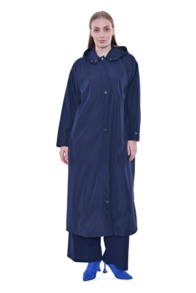 Invee Art Long Raincoat Dark Blue