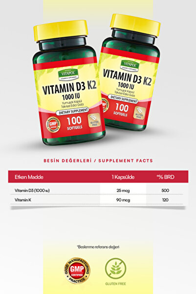 Vitapol D3 K2 100 Yumuşak Kapsül