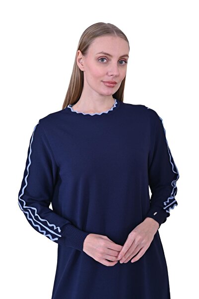 Invee فستان تريكو عاجي أزرق داكن