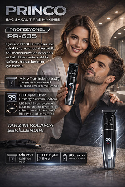 Princo PRİNCO ŞARJLI DİJİTAL EKRANLI SAÇ SAKAL TIRAŞ MAKİNASI