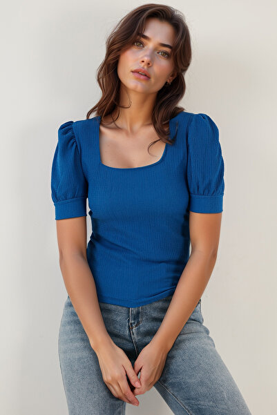 Lela Sleeve Detailed Square Neck Blouse Bluz 5869002