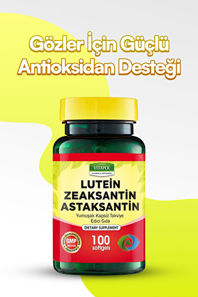 Vitapol Lutein Zeaksantin Astaksantin Koenzim Q10 Ve Vitamin Kompleksi – 100 Kapsül – Göz Sağlığı