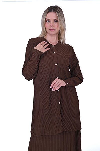 Invee Oluk Triko Hırka BROWNİ