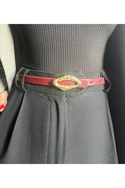 LİA KEMER Judge Patterned Women's Gold Buckle Belt Jacket Belt Dress Belt Trouser Belt